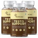 Herbal max Testo Support Supplement With, Gokshura,Safed Msuli, L-Arginine, Ashwagandha Natural Ingredients - 180 Veg Tablets (Pack of 3)