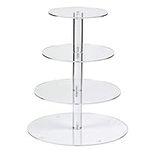 FOCCTS Cupcake Stand, 4 Tier Cake Stand Round Acrylic Display Stands Cupcake Tower for Weddings, Birthdays or Parties, 150mm / 187mm / 225mm / 263mm Diameter, 300mm High