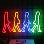 Rock Band Neon Sign Four People Wal