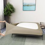 Box Spring Cover King Size - Jersey Knit & Stretchy Wrap Around 4 Sides Bed Skirt for Hotel & Home - King/Cal King/Olympic Queen, Taupe