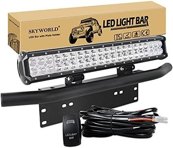 SKYWORLD LED Light Bar, 20 inch 126W Spot Flood Combo Beam Work Driving Lamp with License Plate Mount Bracket 12V Wiring Harness Kit Rocker Switch Power Relay Blade Fuse for Trucks Car ATV SUV 4x4