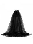 Yoisdtxc Women Tulle Tutu Long Skirts Bandage Mesh Maxi Dress Overskirtfloor-Length Dress High-Waist Half-Dress A-Line Puff Mesh Maxi (A-Black, One Size)