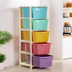 Kuber Industries 5-Layer & 92 Ltr Plastic Drawer Storage Organiser | Modular Kitchen Cabinet & Toy Organizer For Kids Room | Multicolor