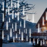 PEMOTech Meteor Shower Lights Outdoor, 38.5ft 15 Tubes 11.8" 540 LED Christmas Lights Meteor Shower Lights, Snow Falling Icicle Lights for Xmas Tree Halloween Decoration Wedding Party, Cool White