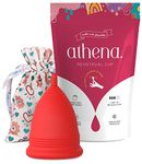 Athena Menstrual Cup One-Pack, Period Cups for Light to Regular Flow (Size 1 Small) - Soft Reusable Menstruation Cup - BPA Free Feminine Silicone Cup - Easy to Use and Clean Tampon and Pad Alternative (Solid Red)