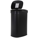 13 Gallon 50 Liter Garbage Can Kitchen Trash Can with Lid Automatic Sensor Touch Free Stainless Steel Waste Bin for Bathroom Bedroom Home Office,Black