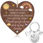 Gifts for Best Friends Including Best Friends Keychain and Hanging Wooden Heart Sign Plaque Metal Friend Keyring with Memorial Quote Novelty Friendship Gifts for Women Friend (Sun, Rainbow)