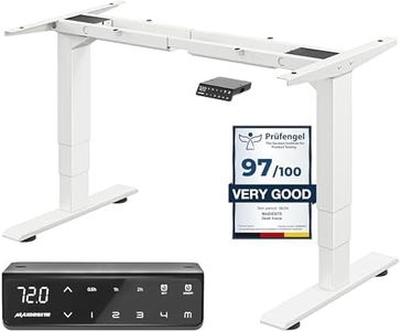 MAIDeSITe Height Adjustable Electric Standing Desk Frame Dual Motor Heavy Duty Steel Stand up Desk with Automatic Memory Smart Keyboard (3 Stage|Dual Motor, White) T2 Pro Plus