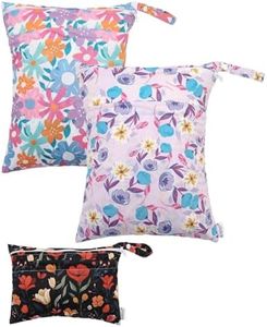 ALVABABY 3 Cloth Diaper Wet Dry Bags Waterproof Reusable with Two Zippered Pockets Travel Beach Pool Daycare Soiled Baby Items Yoga Gym Bag for Swimsuits or Wet Clothes Small medium Large 3L-SML07