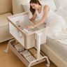 3-in-1 Baby Bassinet, Rocking Bassinet, Bedside Bassinet for Baby, Stable and Secure Bassinet Bedside Sleeper for Newborn & Infant, 6 Height Adjustable with Wheels, Mattress & Breathable Mesh (Khaki)