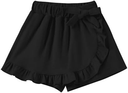 Dalukit Toddler Baby Girls Skorts Skirt Little Girls Ruffle Flying Skirts Front Hem Solid Casual Stretch Skort for Baby Girls Black