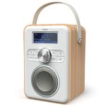 Dab/Dab Plus/FM with Bluetooth, Portable Radio USB Rechargeable 10 Hours Listening Time, Digital Radio, Terrestrial Radio, Battery Operated and Power Supply, for Kitchen or Garden