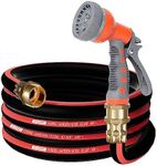 M JJYPET Upgraded Hybrid Garden Hose,5/8in.x10ft,Light Weight,No Kink Water Hose with 7 Function spray Hose Nozzle,Leak Proof Short Hose for Outside Car,Floor,Yard Washing,Garden Watering.(10FT)