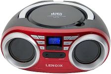 Lenoxx Portable Sport Stereo CD Player - FM Radio, Aux Line-in, Headphone Jack, Compact, Easily accessible Buttons, AC/DC Backup, AUX Compatibility | Red