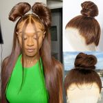 360 Full Lace Front Wigs Human Hair Chocolate Brown Lace Front Wigs Human Hair 360 HD Transparent Lace Frontal Wig Pre Plucked with Baby Hair Can Make Ponytail 180% Density 24inch