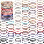 Equsion 100 Pcs Woven Wrap Friendship Bracelets Beach String Bracelets Handmade Braided Bracelet Adjustable Thread Bracelets for Women Party Favors Birthday Gifts