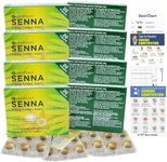 Senna Pods (4 Pack) Herbal 80 Laxative Tablets Relieve Constipation in Adults. TDY Bundle Including Constipation Relielf & Prevention Guides + Stool Comparison & Recording Chart