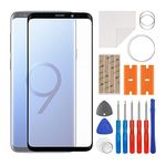 SWARK Front Screen Glass Outer Panel Lens Replacement +OCA Compatible with Samsung Galaxy S9+ S9 Plus SM-G965 (No LCD Screen and Touch Digitizer) with Repair Kit