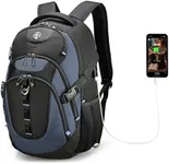 Swissdigital Design Large Business Laptop Backpack with Smart USB Charging Port Travel Backpack Fits 15.6 inches Laptops, College Backpack for Men Women,Haze Blue/Black | SD803