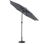 XEMQENER 3M Cantilever Parasol with Striped Round Base, Outdoor Garden Tilting Umbrella with Crank Handle for Outdoor Garden, Camping, Patio and Seaside, UV50+ Protection, Waterproof, Dark Grey