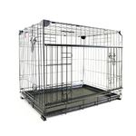 Lucky Dog Dwell Series 30 Inch Small/Medium Lightweight Kennel Secure Fenced Pet Dog Crate w/Divider Panels, Sliding Doors, and Removable Tray, Black