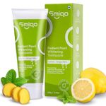 Smiqo Teeth Whitening Toothpaste - 100g | Rapid Stain Removal & Gum Care | Lemon Ginger Twist | Advanced Formula with ImerCare PerlWhite 19, Baking Soda, Bromelain, N-Hap | SLS, Paraben, Triclosan, TiO2 Free With No Artificial Flavours, Colours or Sweeteners | Freshens Breath