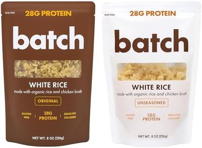 Batch – Organic Protein Rice with Collagen – 28g Protein per Bag, Ready in 90 Seconds, Microwavable Long-Grain White Rice, Grass-Fed Bovine Collagen, Gluten-Free, Made in USA – Mix and Match (2 Pack)