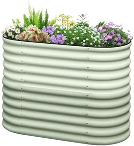 KING BIRD Raised Garden Bed 2.85 ft Tall 6 in 1 Galvanized Planter Garden Box Outdoor for Gardening, Deep Root Vegetables, Flowers 47.2X23.6X34.2 in, Light Green