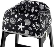 Mamatepe Baby High Chair Cover for Restaurant with Strap Pads & 2-Point Harness, Waterproof Portable Highchair Covers for Eating, Travel, Home Use, Black
