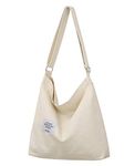 Covelin Women's Retro Large Size Canvas Shoulder Bag Hobo Crossbody Handbag Casual Tote Beige