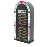 itek I60017 Floorstanding Multi-Functional Bluetooth Jukebox with CD Player, FM Radio, Colour Changing LED Display, 2 x 10 W Speakers, Brown, 40.0 cm*24.5 cm*84.0 cm