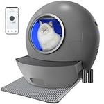 ELS PET Self Cleaning Cat Litter Tray, Extra Large Automatic Cat Litter Box with APP Control & Safety Protection & Odor Removal, Closed Smart Toilet with Mat for Multi Cats [Upgraded] (Dark Gray)