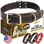 ADITYNA Heavy-Duty Leather Dog Collar for Large Dogs - Soft and Strong, 100% Genuine Leather (Large: Fit 17" - 23" Neck, Black)