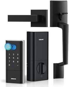 DESLOC Fingerprint Smart Lock K120 with Handle Set, 15,000mAh Battery (Up to 16 Months), Keyless Entry Door Lock with Built-in WiFi, IP65 BHMA Grade 3 Deadbolt for Home, Rental & Airbnb, Black