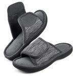 RockDove Men's Adjustable Wrap Memory Foam Slide Slipper, Size 9-10 US Men, Grey