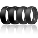 Egnaro Silicone Ring Men, Inner Arc Ergonomic Breathable Design Mens Rubber Wedding Band with Half Sizes, 7 Rings / 4 Rings / 1 Ring Engagement Bands Promise Rings, 8mm Wide - 2.5mm Thick,