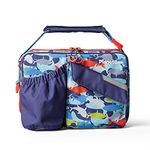 PlanetBox Insulated Lunch Bag Easy to Clean and Durable Carry Bag with Pockets for Snacks and Drinks, and Adjustable Straps Camo Sharks
