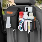 SURDOCA Front Backseat Car Organizer - Premium Leather Car Organizers and Storage with Tissue Holder & 2 Purse Hooks - Universal Car Seat Organizer with Cup Holder - Car Accessories Interior for Kids