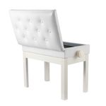 CROWNSHOP Piano Stools 56x34x48cm Height Adjustable Piano Stool Faux Leather Keyboard Bench with Storag Multi-Purpose Stool for Piano Stool Storage (White)