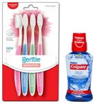 Colgate Plax Antibacterial Mouthwash, 24/7 Fresh Breath - Pack of 250ml, (Complete Care) & Colgate Sensitive Soft Bristles Manual Toothbrush for adults - 4 Pcs, Multicolor