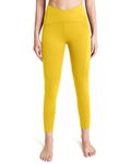 QUEENIEKE Workout Leggings for Women Crossover High Waisted Buttery Soft Yoga Pants Gym Leggings (Utility Yellow, M)
