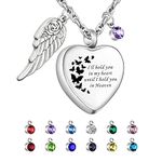 XIUDA Heart Cremation Jewelry for Ashes Urn Necklace with Birthstones Ash Necklace Memorial Cremation Necklaces for Women-I'll Hold You in My Heart Until I Hold You in Heaven