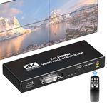 Video Wall Controller 2x2 4k, HDMI TV Video Wall Processor，4 tv Screens into 1 Wall Display with 180 Degree Rotate，Multiple tv Screens one Picture, 8 Splicing Modes 2x2,1x2,1x3,1x4,2x1,3x1,4x1