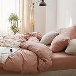 Omela Omelas Pink Duvet Cover Full Size Cute Blush Pink Solid Color Bedding Set Modern Minimalist Style Soft Breathable Microfiber Comforter Cover with Zipper Closure Corner Ties Gifts for Women Men