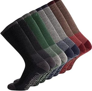 KAVANYISO Men's Merino Wool Hiking Socks Breathable Athletic Crew Thicken, 4 Pairs Ass(letter), One size