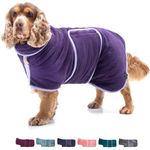 Lucky Paws® UK Dog Drying Coat - Double-Layer Dog Drying Robe for Faster Drying in Minutes, Super Absorbent Dog Towel & Ultra Soft Dog Dressing Gown in One Luxurious Dog Towel Robe (M, Aubergine)