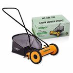 Sharpex 16" Push Manual Lawn Mower, 27L Grass Catcher, Metal Gear, 5-Position Cutting Height 19–35 mm, Suitable for Up to 400 Sq.Ft | Not for Carpet Lawn – Yellow | Not for Mowing Carpet Lawn