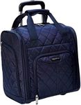 Amazon Basics Underseat Carry-On Rolling Travel Luggage Bag - Navy Blue Quilted