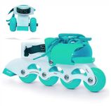 jaspo Unisex_Youth Transformer Beginner Quad And Inline 2-In1 Roller Skates For Age Upto 7 Years (Cyan)