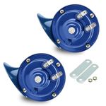 Sumjig Pack-2 Car Snail Air Horn, 12V 300DB Stereo Sound Super Loud Warning Modification Horn, ABS + Metal Mini Size Waterproof and Rust-proof Honking Horn, Universal for Cars Motorcycles (Blue)